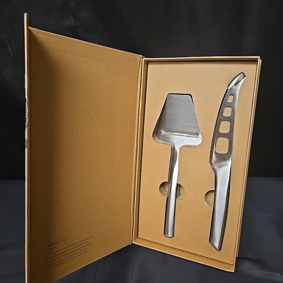 2pc Silver Cheese Knife & Slicer Peeler Set Made With Stainless Steel - Picture 12 of 16